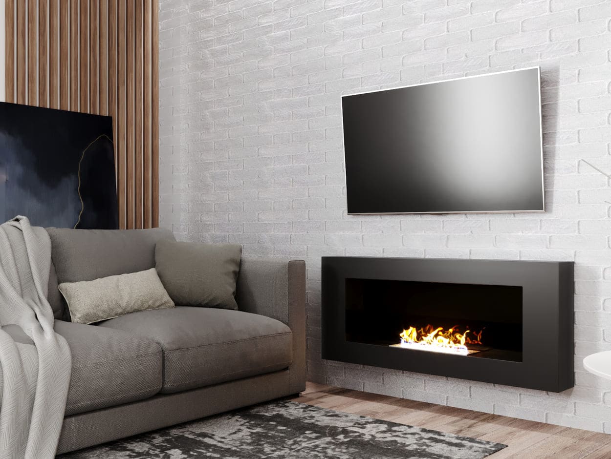 Биокамин "Русский огонь" Лайт 1200N настенный с декоративным стеклом (стемалитом) по цене 27 500 руб.