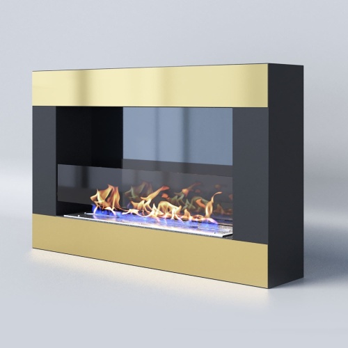 Биокамин "Русский огонь" Голд 800N настенный (высота 500мм.) с декоративным стеклом (стемалитом)